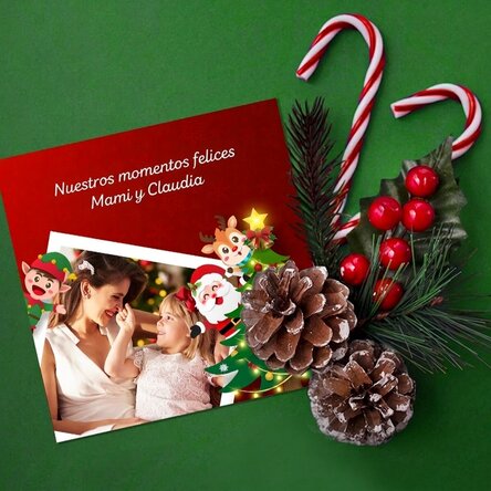Imán personalizado de 10x10 con foto y texto - Nuestros momentos felices