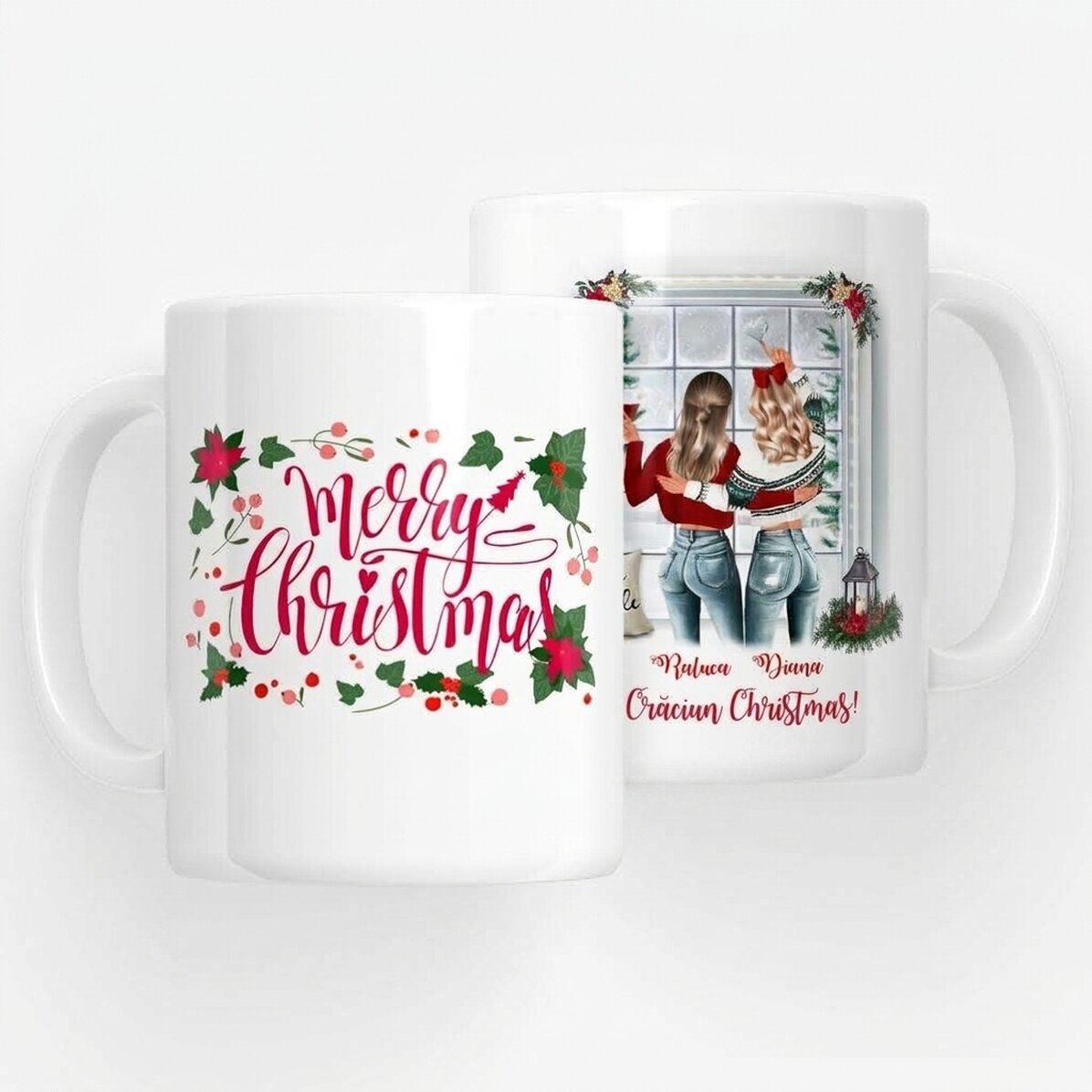 Taza personalizada con nombre para amigos - Feliz Navidad