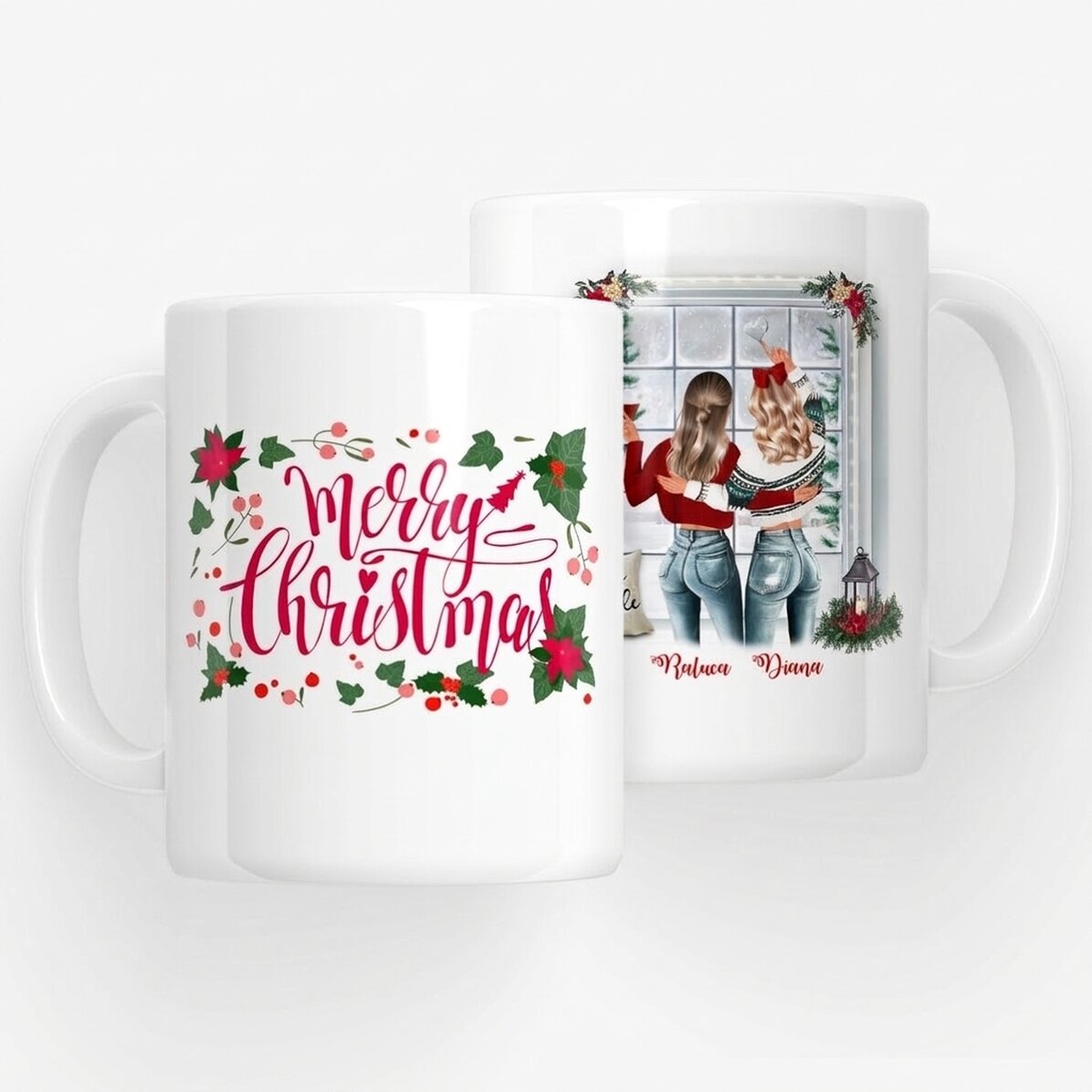 Taza personalizada con nombre para amigos - Feliz Navidad
