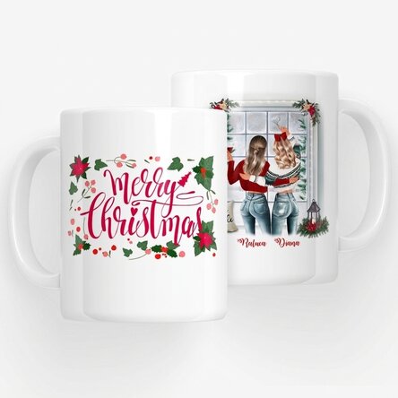 Taza personalizada con nombre para amigos - Feliz Navidad