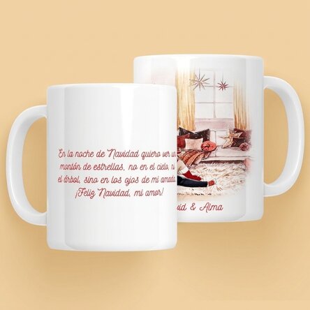 Taza personalizada con nombre y mensaje para parejas - Nuestra maravillosa Navidad