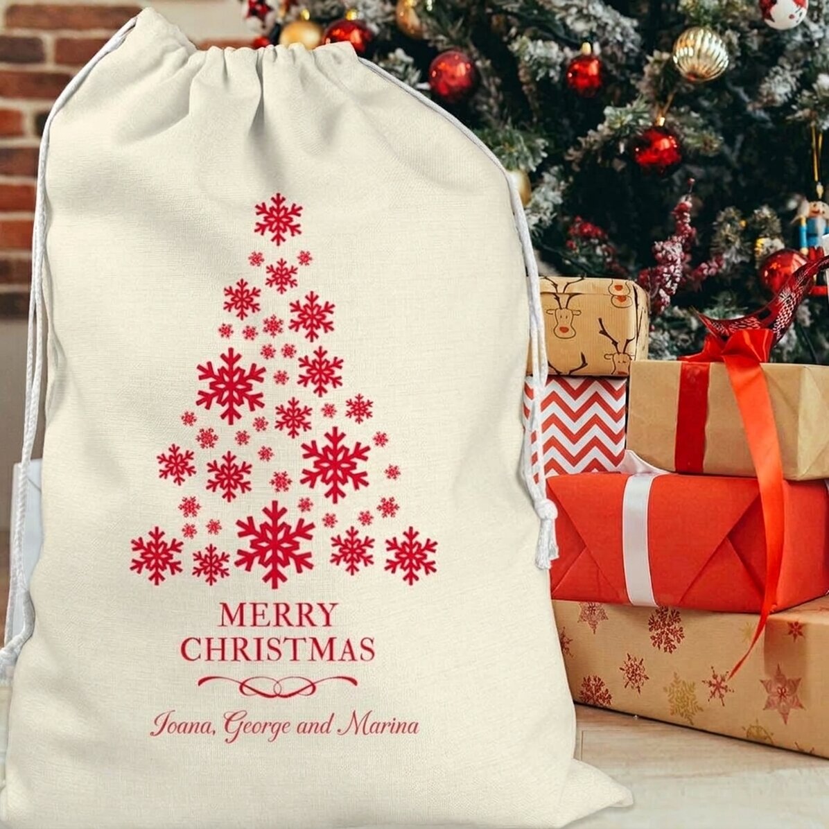 Bolsa de regalo personalizada con texto - Árbol de Navidad