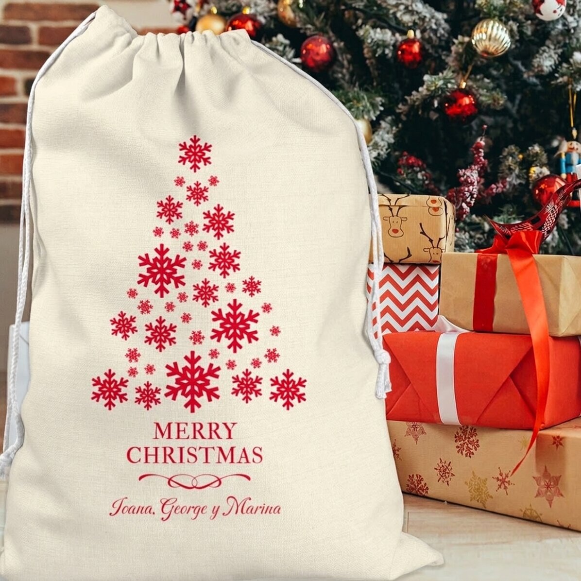 Bolsa de regalo personalizada con texto - Árbol de Navidad