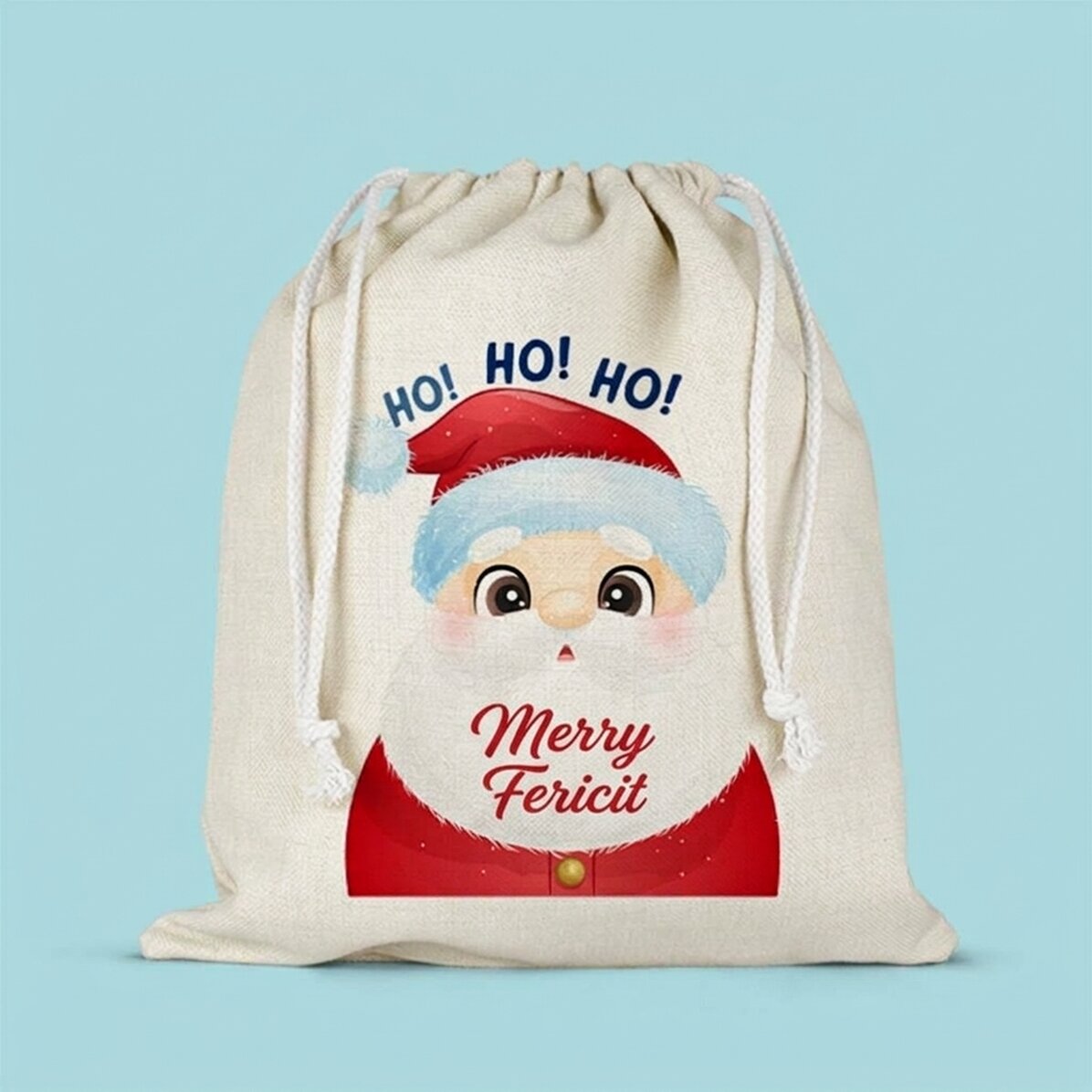 Bolsita mediana para regalos personalizada con nombre - Papá Noel