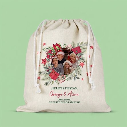 Bolsita mediana para regalos personalizada con una foto y un texto