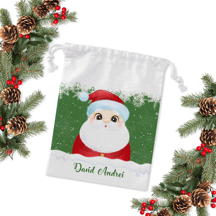 Bolsita pequeña para regalos personalizada con nombre - Merry Christmas