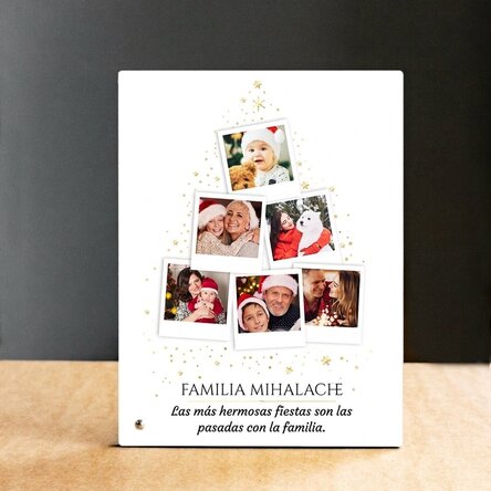 Marco de fotos de escritorio personalizado con fotos y texto - Árbol de Navidad