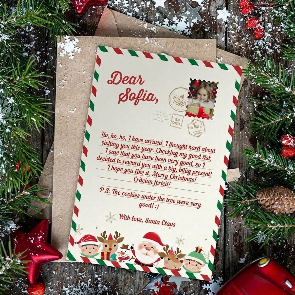 Iman personalizado de 10 x 15 cm con texto: «Carta de Papá Noel»