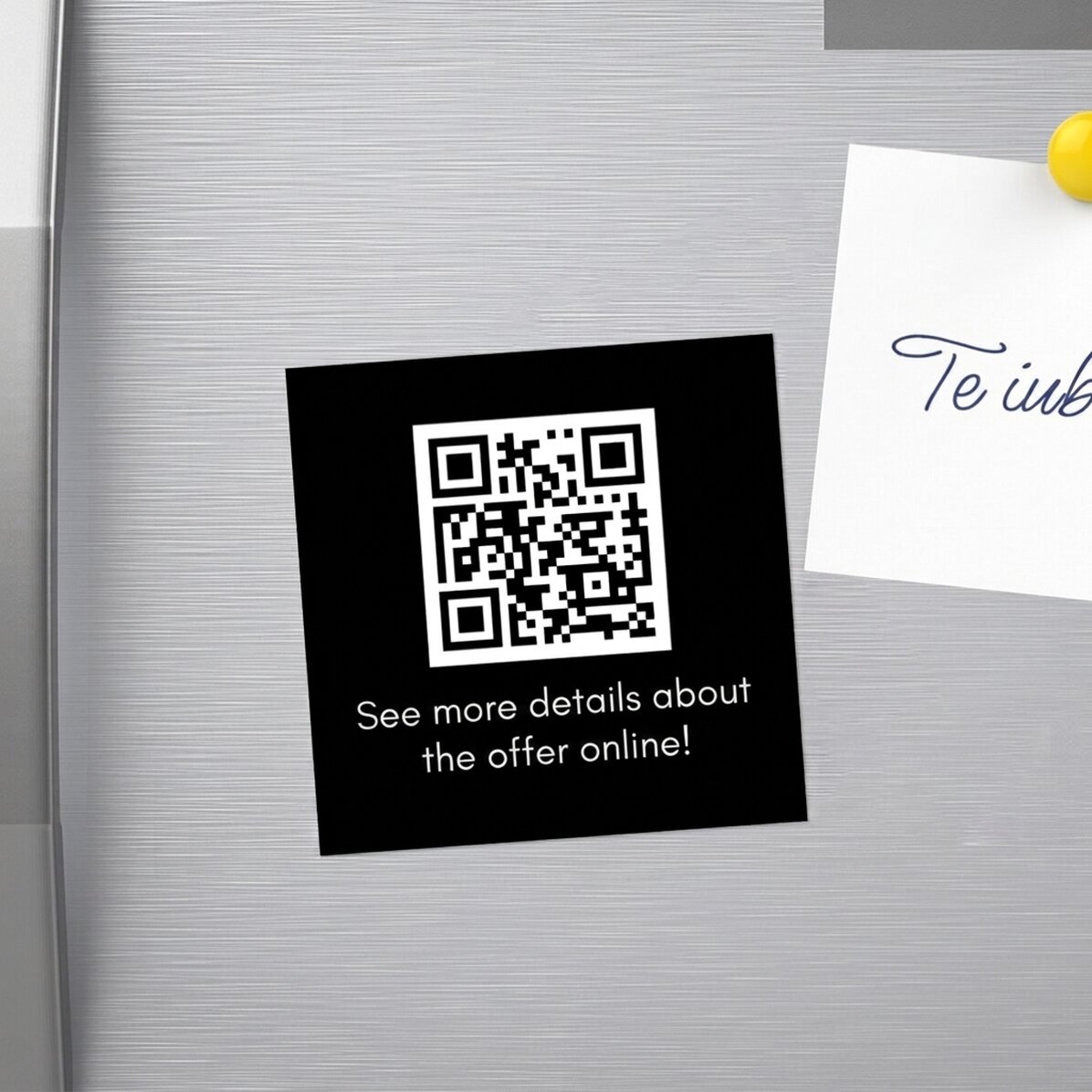Imán de 10x10 personalizado con texto y código QR