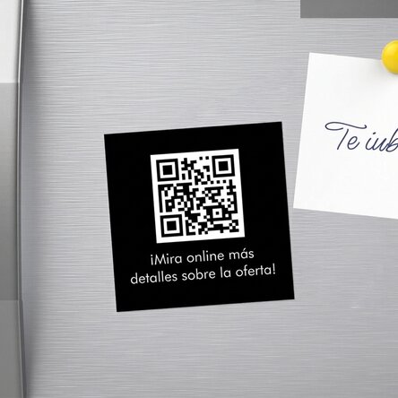 Imán de 10x10 personalizado con texto y código QR