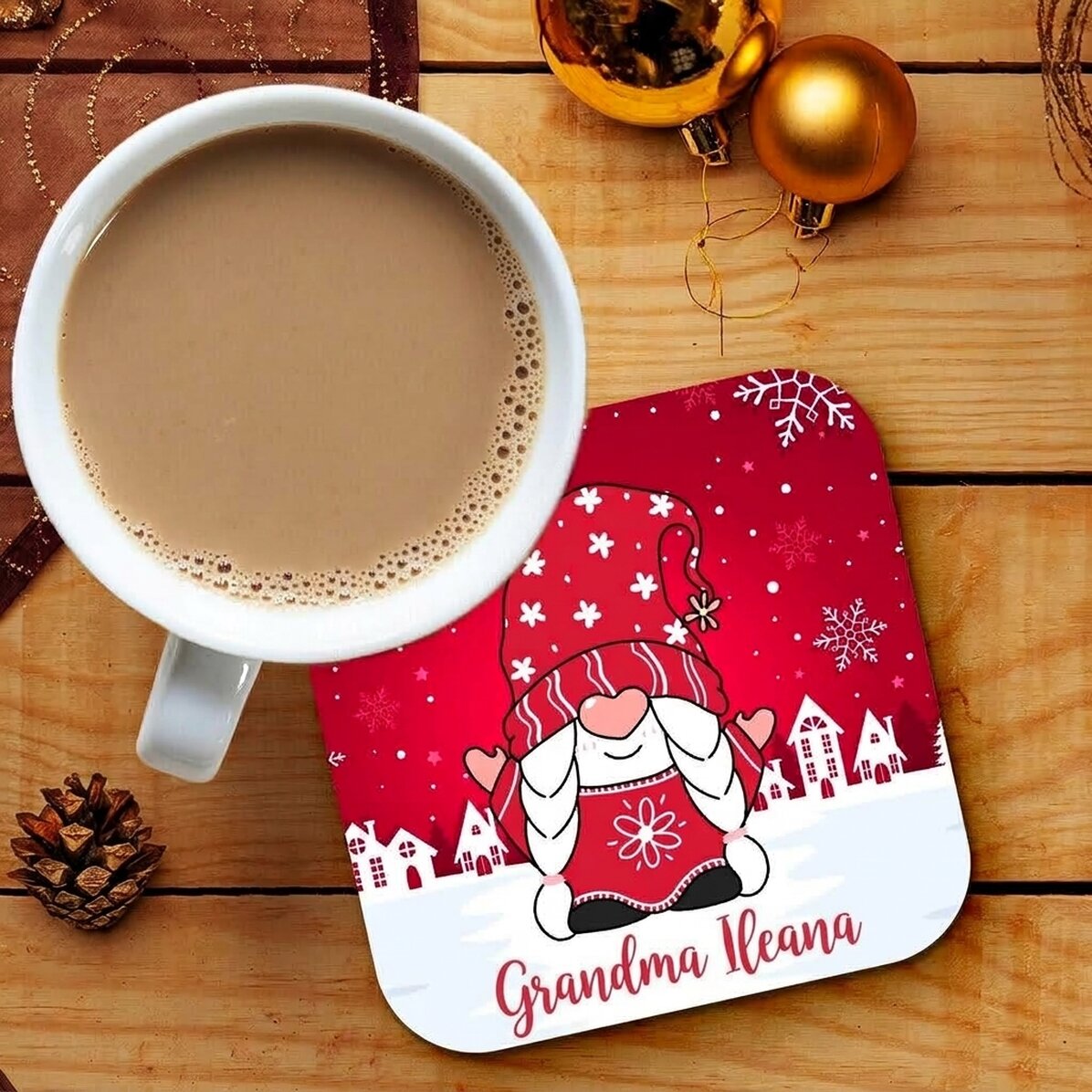 Posavasos personalizado con nombre - La señora gnomo