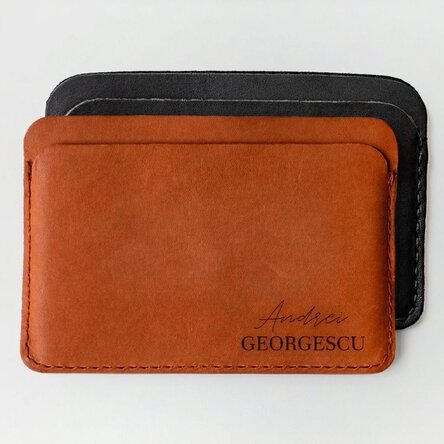 Cartera de piel personalizada con dos nombres