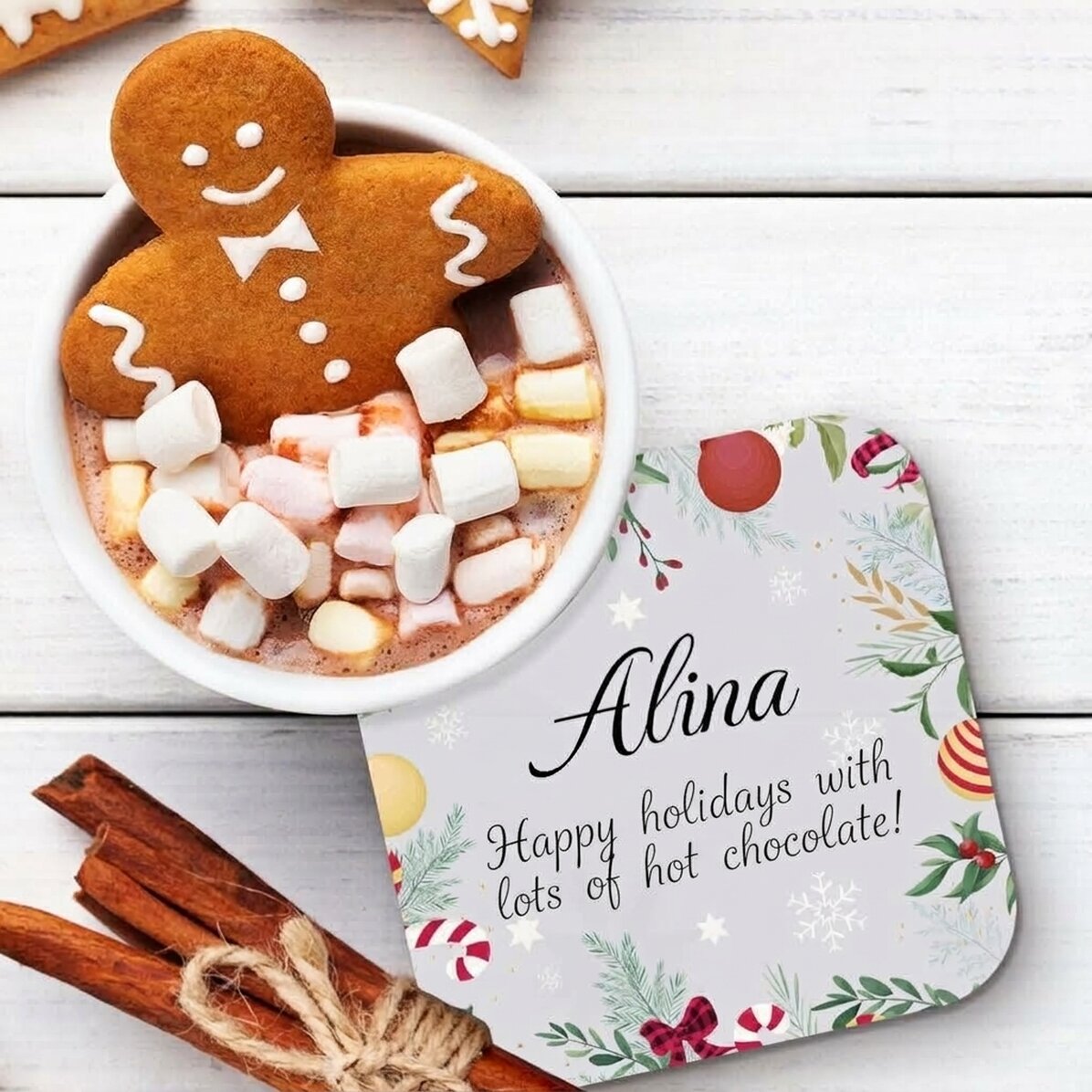 Posavasos personalizado con texto - Navidad