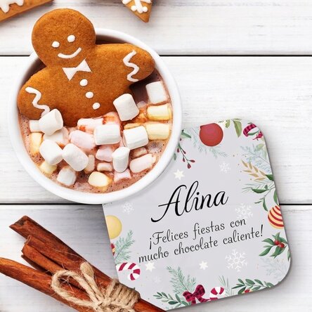 Posavasos personalizado con texto - Navidad