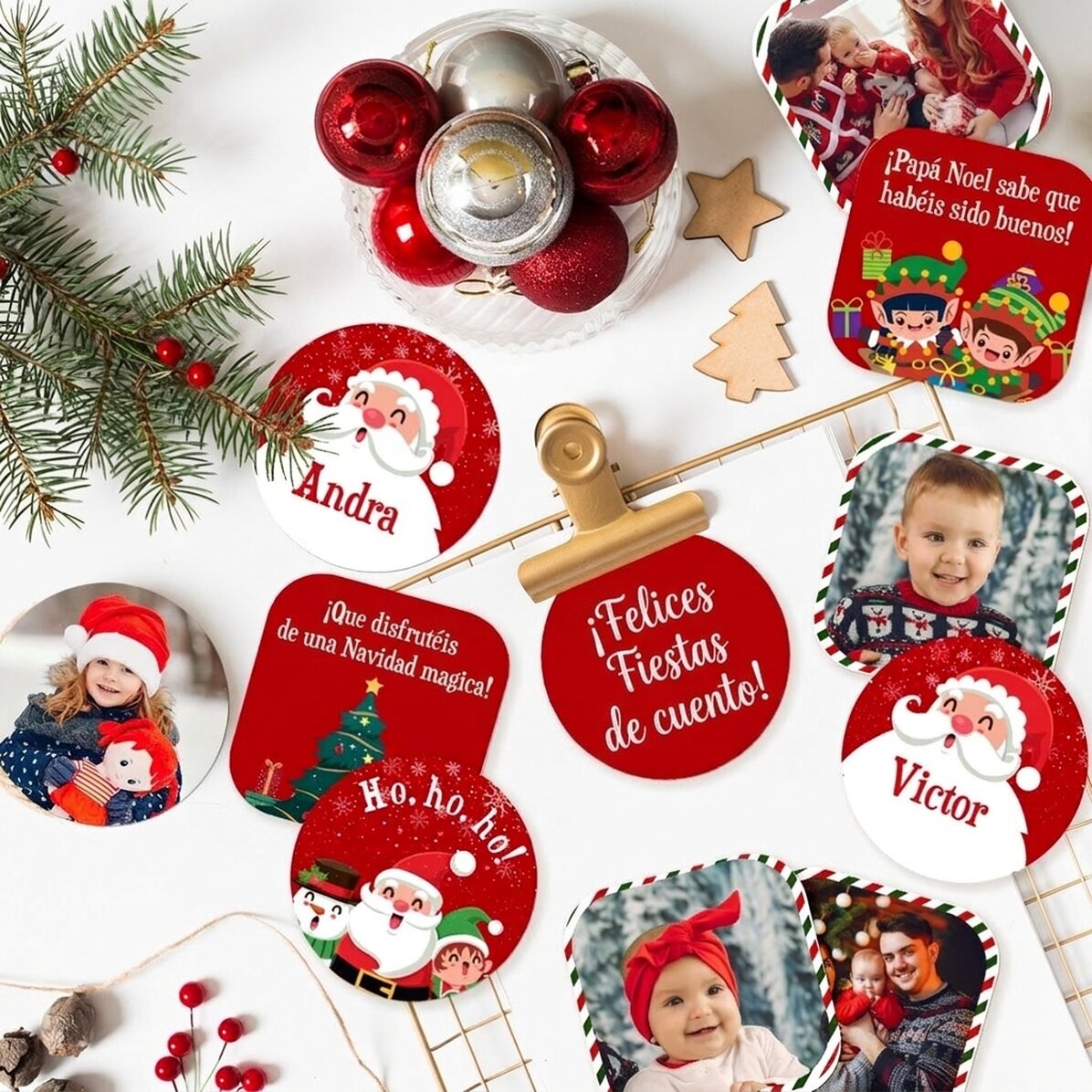 Lote de 12 pegatinas (etiquetas autoadhesivas) personalizadas: ¡Feliz Navidad!