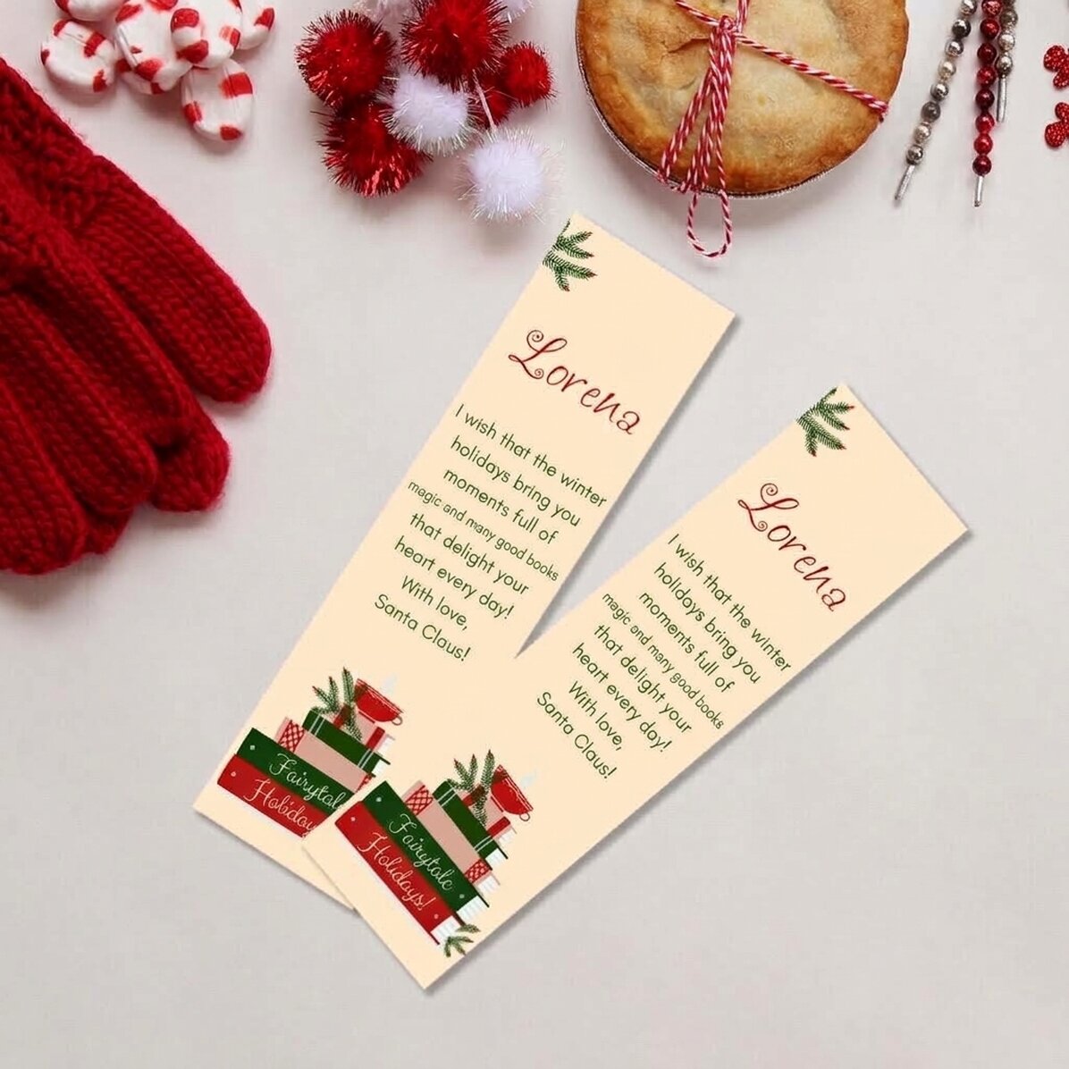 Marcapáginas personalizado con texto - Navidad