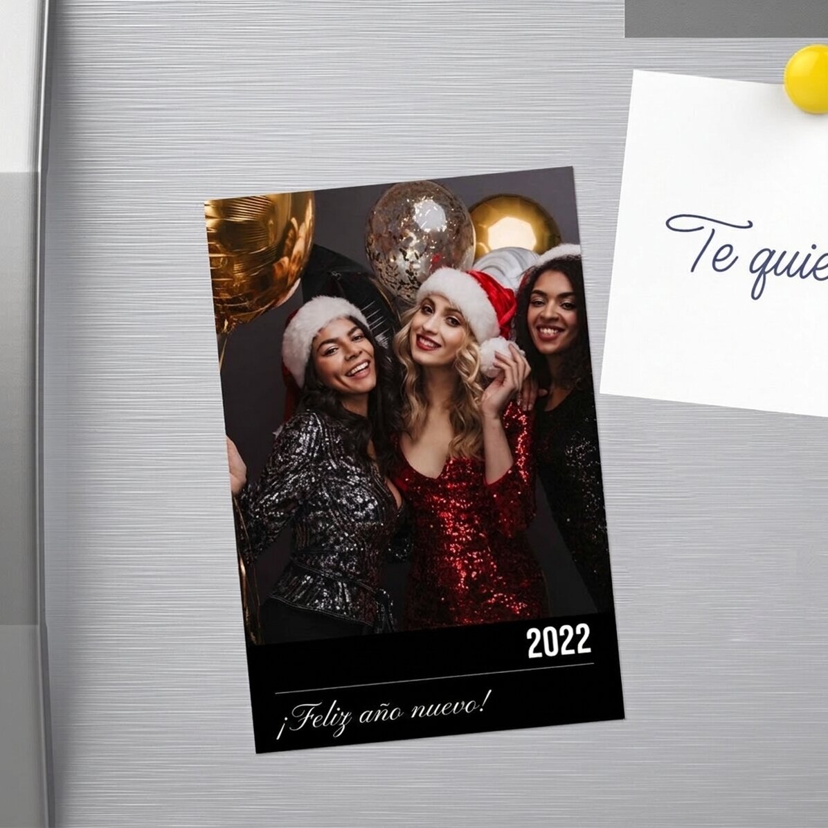 Imán de 10 x 15 cm personalizado con texto y una foto: «Feliz Año Nuevo»