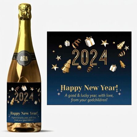 Vino espumoso personalizado con mensaje: «¡Feliz cumpleaños!»