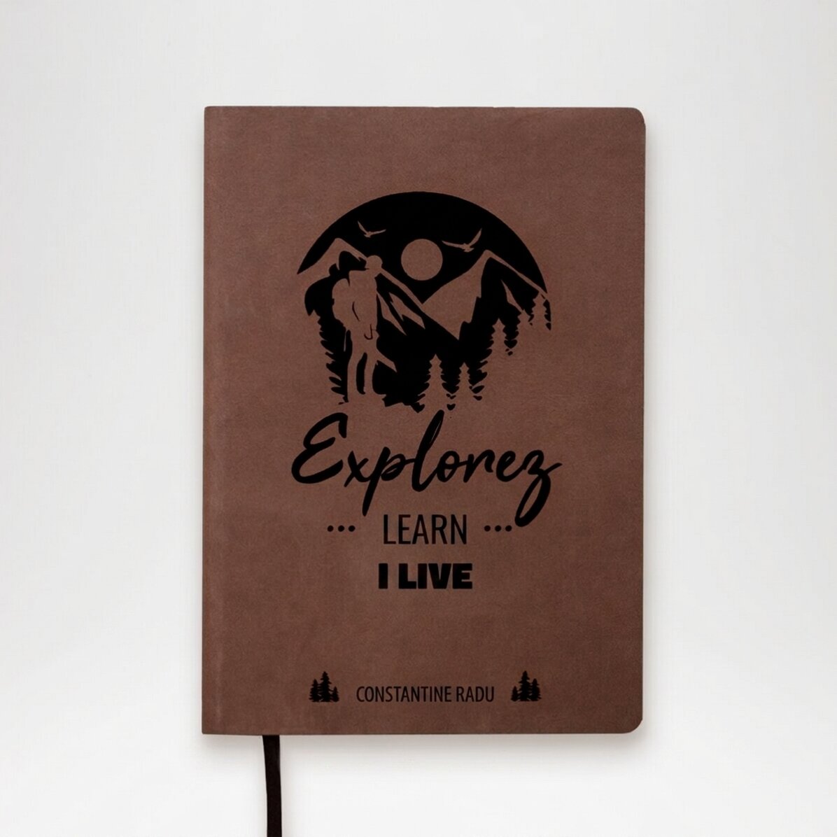Agenda de piel personalizada con texto para aventureros