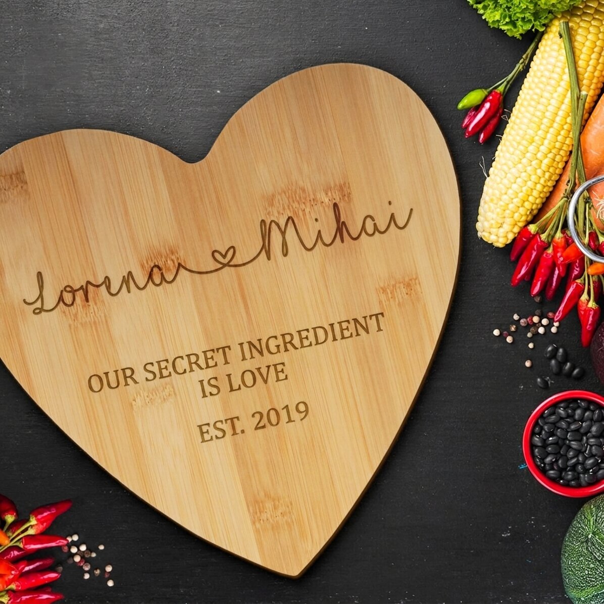 Cortador con forma de corazón personalizado para parejas