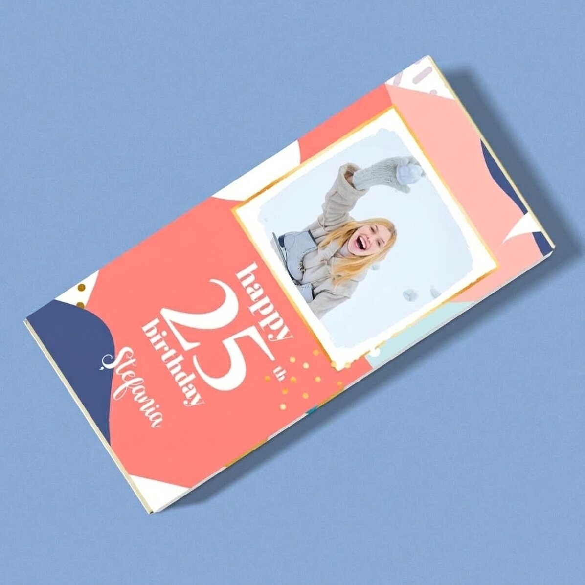 Chocolate personalizado con foto y texto: ¡Feliz cumpleaños!