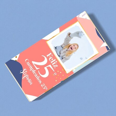 Chocolate personalizado con foto y texto: ¡Feliz cumpleaños!