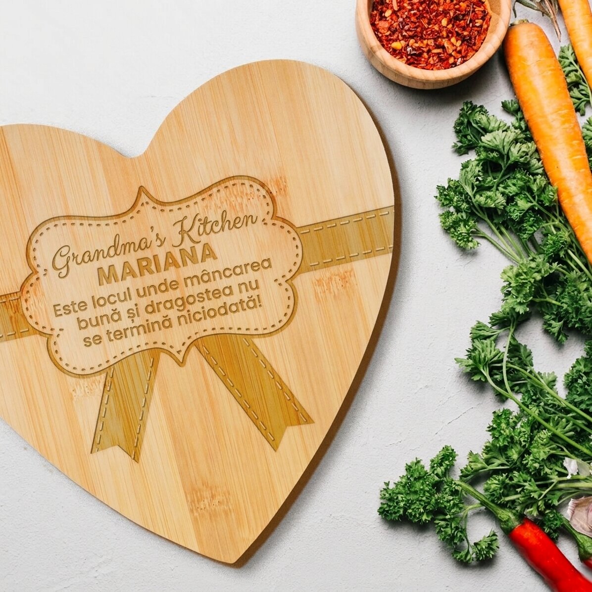 Cortador con forma de corazón personalizado con texto - La cocina de la abuela