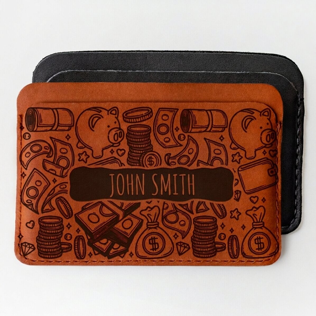 Cartera de piel personalizada con nombre - Money Maker