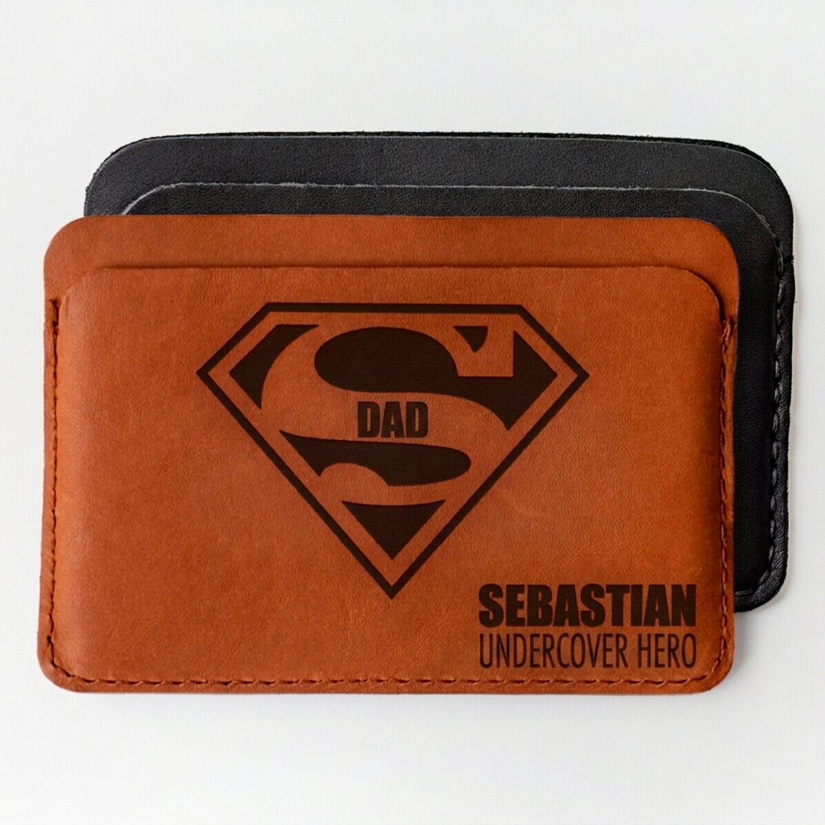 Cartera de piel personalizada con nombre - Super TATA