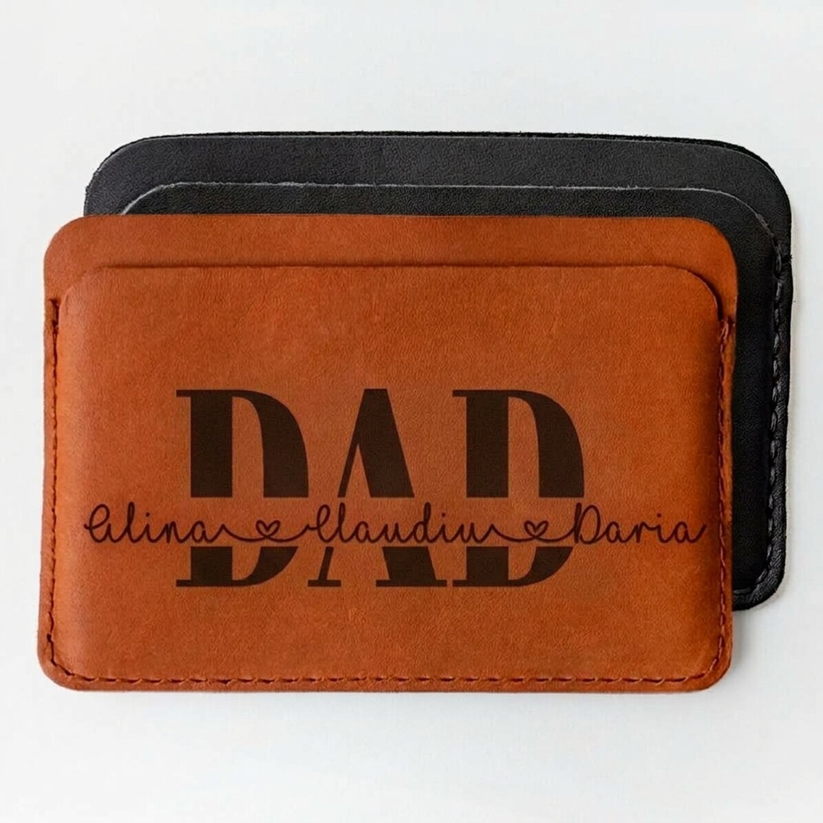 Cartera de piel personalizada con los nombres de los niños - TATA