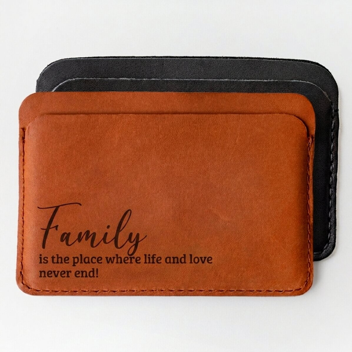 Cartera de piel personalizada con mensaje - Familia