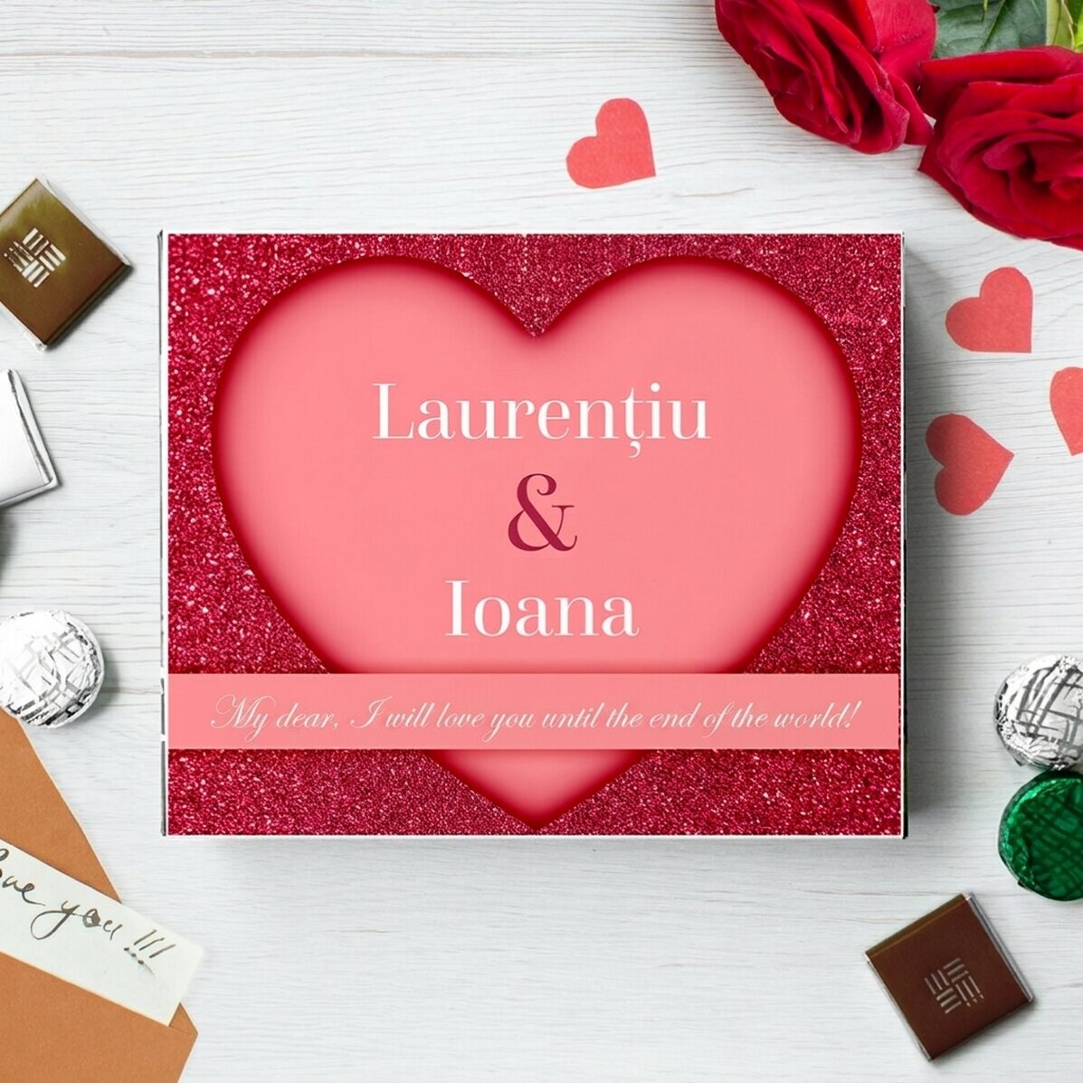 Caja de bombones personalizada con mensaje para parejas - Sweet love