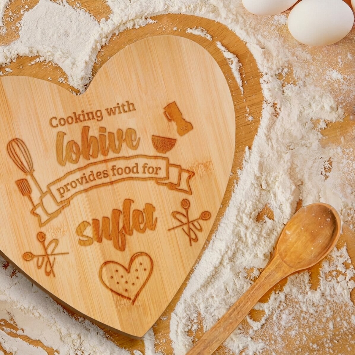 Cortador con forma de corazón personalizado con mensaje - Alimento para el alma