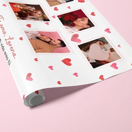 Papel de regalo personalizado con 10 fotos y un mensaje - Love