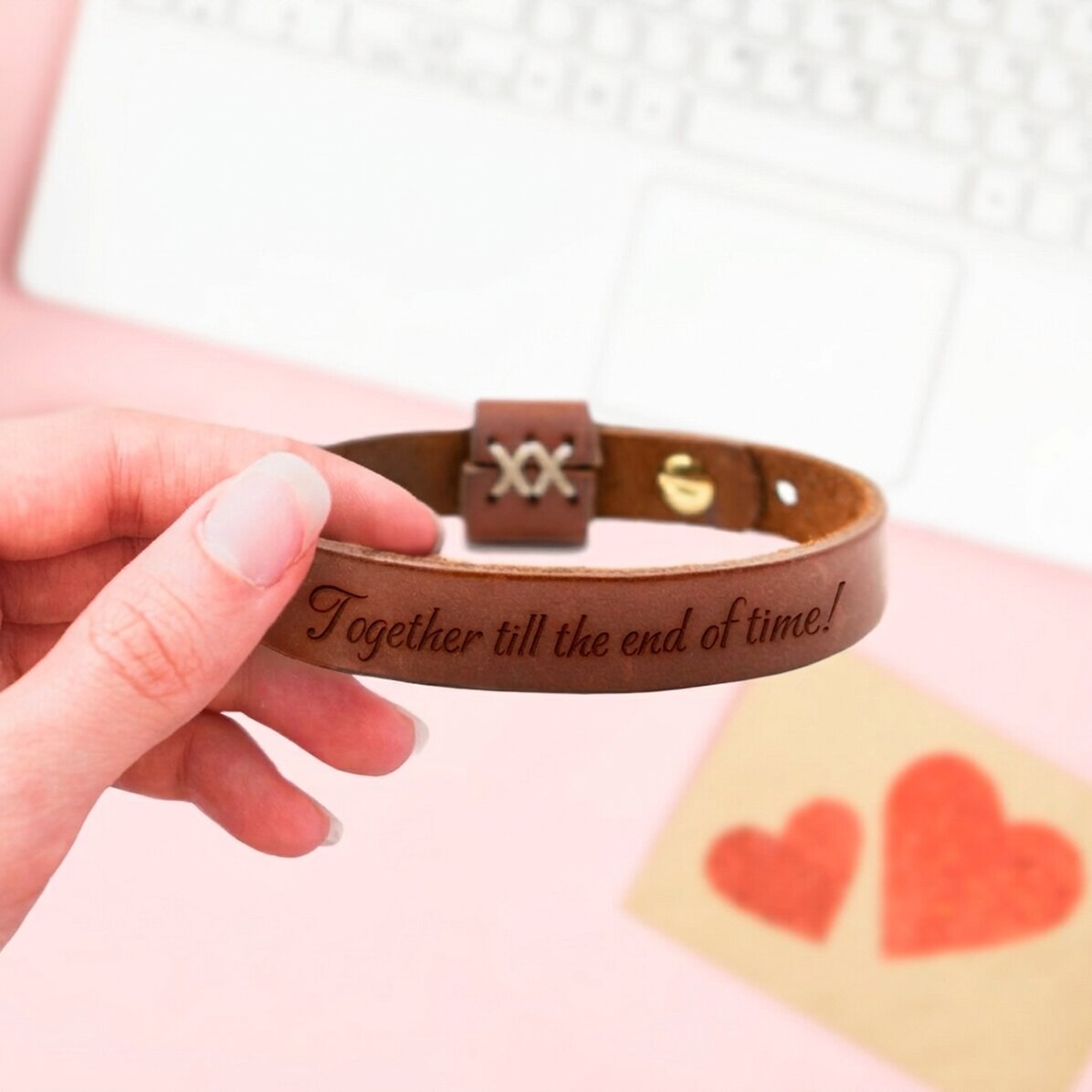 Pulsera de piel personalizada con mensaje