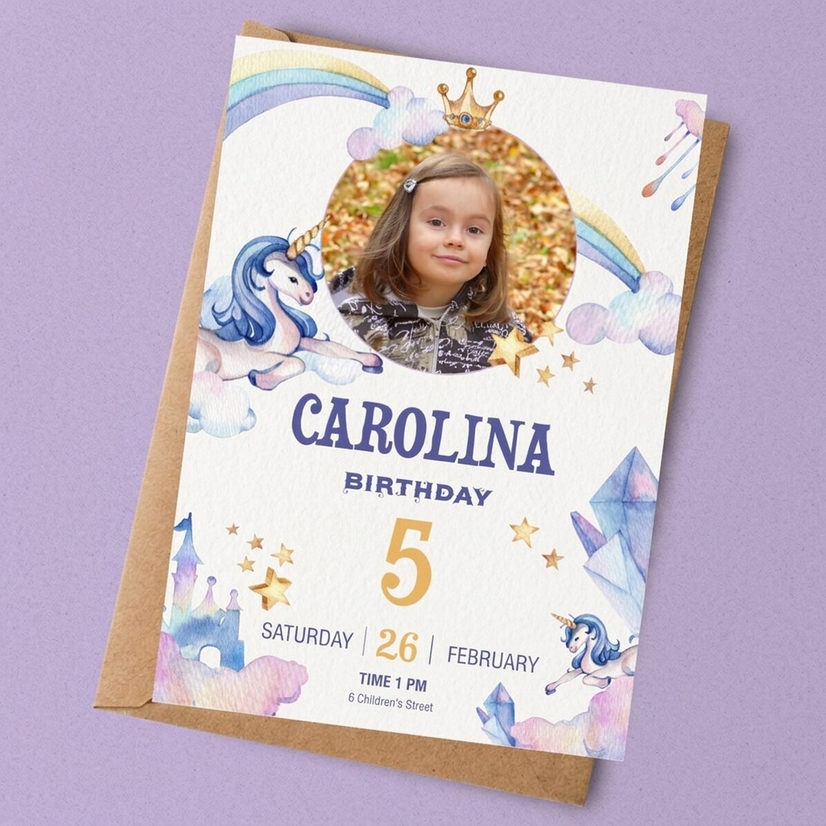 Tarjeta personalizada con una foto y un texto - Invitación de cumpleaños