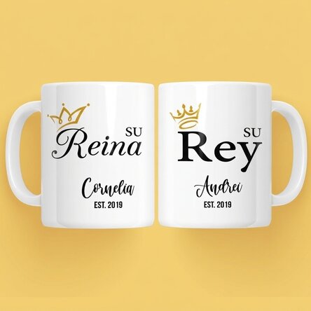 Tazas para parejas con mensaje: «King & Queen»