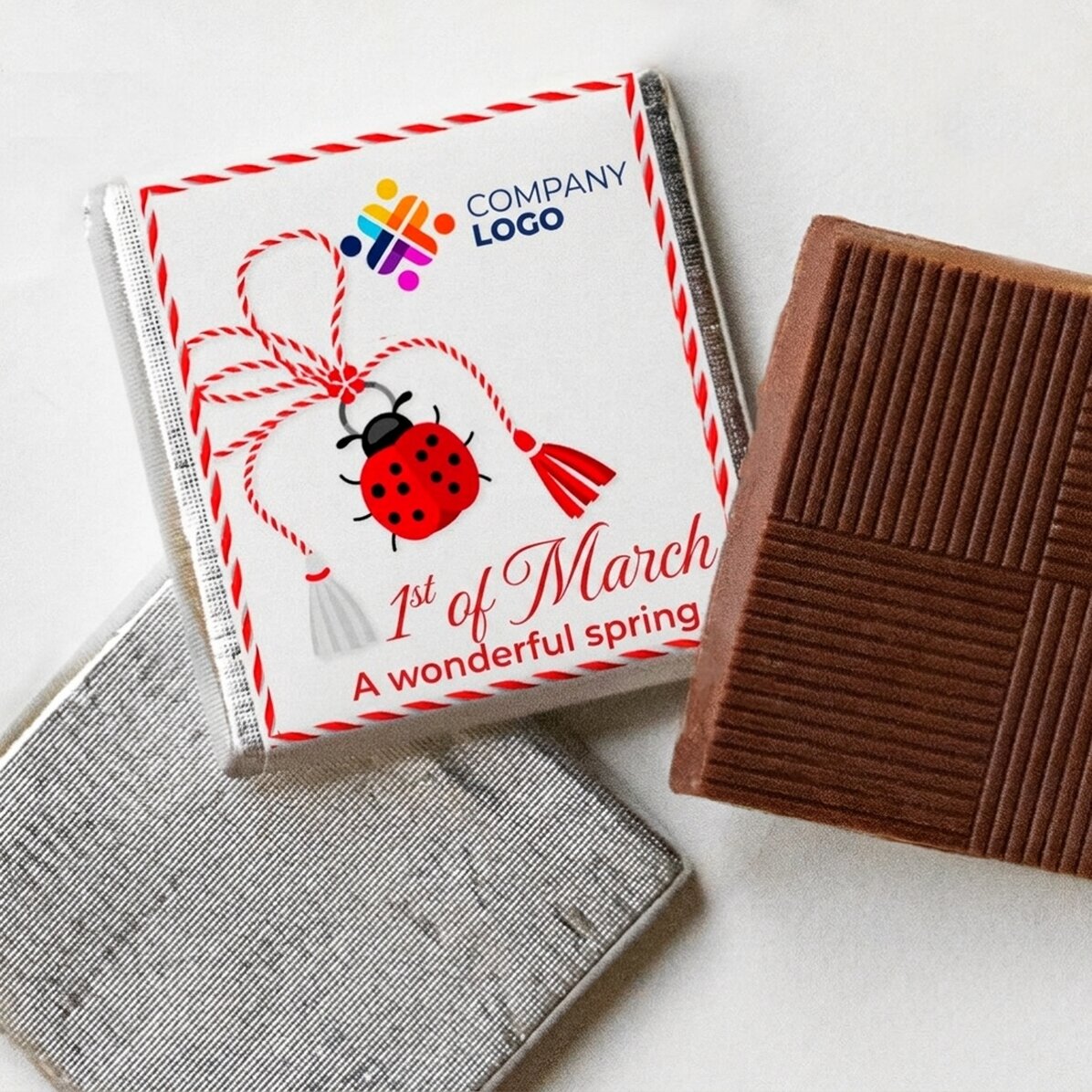Mini tableta de chocolate personalizada con logotipo y texto