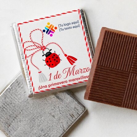 Mini tableta de chocolate personalizada con logotipo y texto