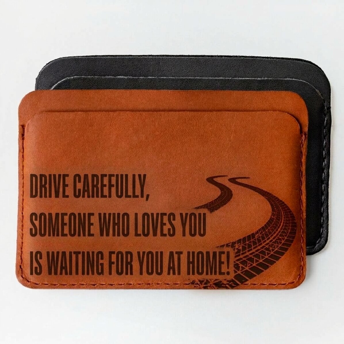 Cartera de piel personalizada con mensaje - ¡Presta atención!