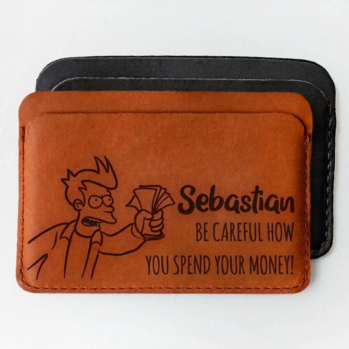 Cartera de piel personalizada con mensaje y nombre - El dinero