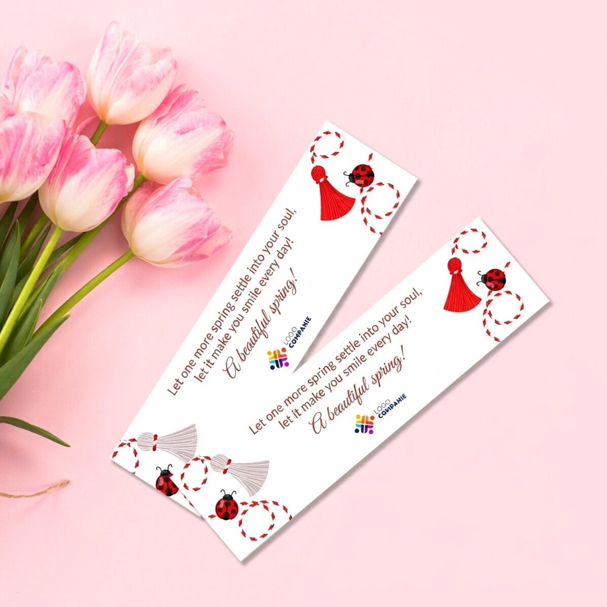 Marcapáginas personalizado con logotipo y mensaje