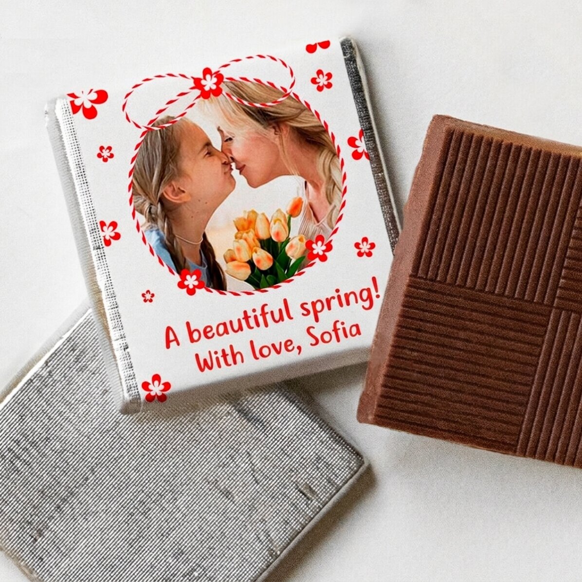 Mini tableta de chocolate personalizada con foto y mensaje