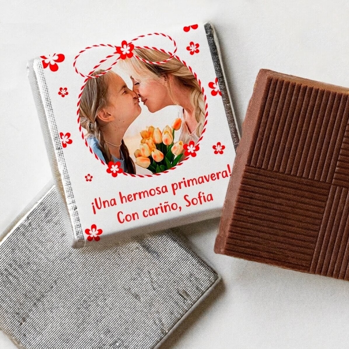 Mini tableta de chocolate personalizada con foto y mensaje