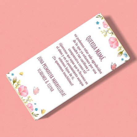 Chocolate personalizado con un mensaje para mamá