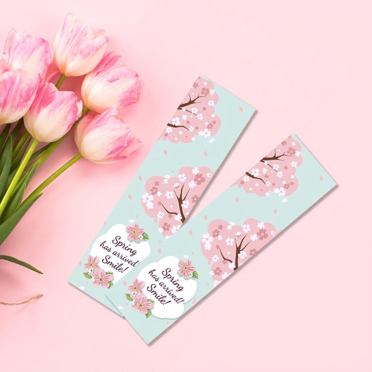 Marcapáginas personalizado con mensaje: ¡Ya ha llegado la primavera!