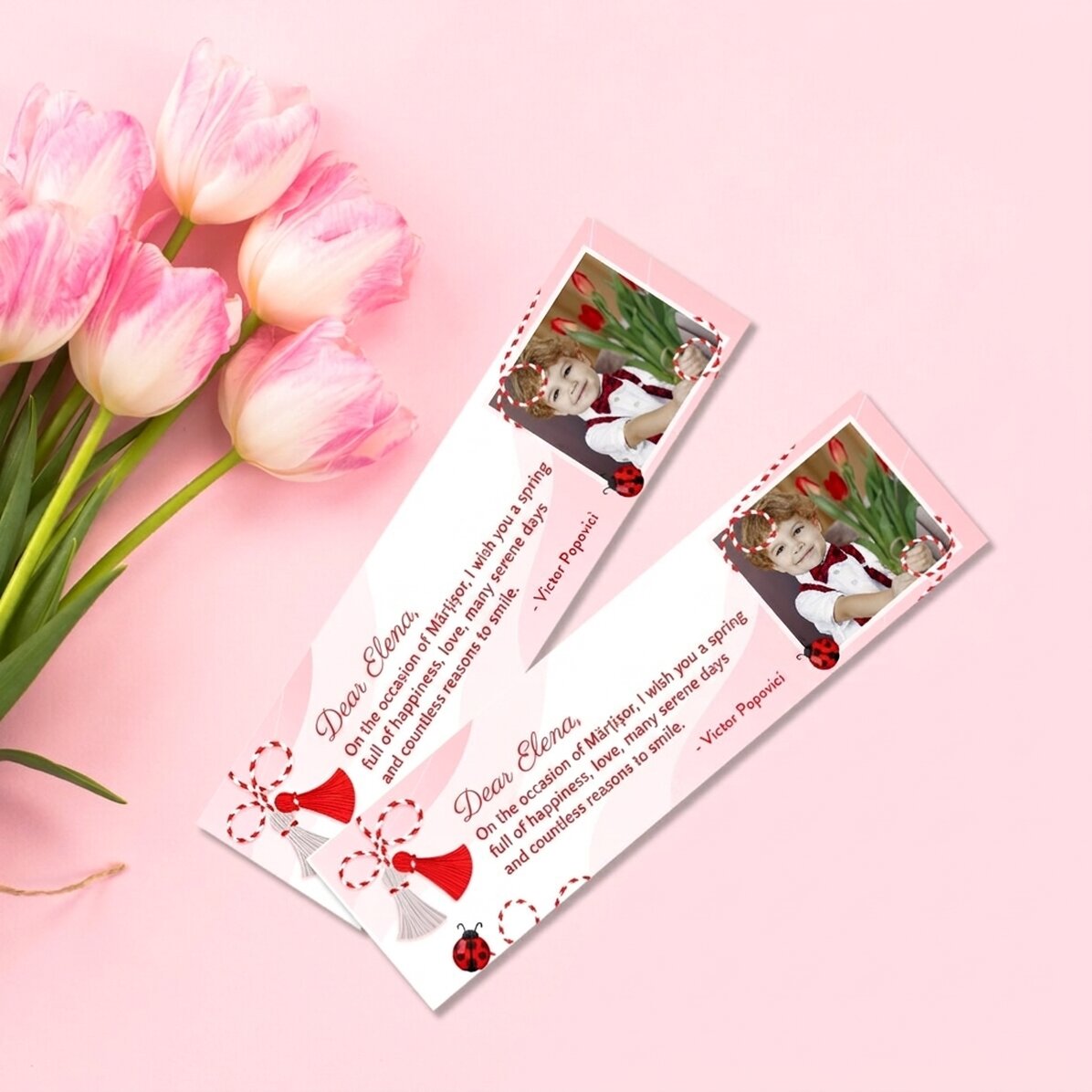 Marcapáginas personalizado con una foto y un mensaje