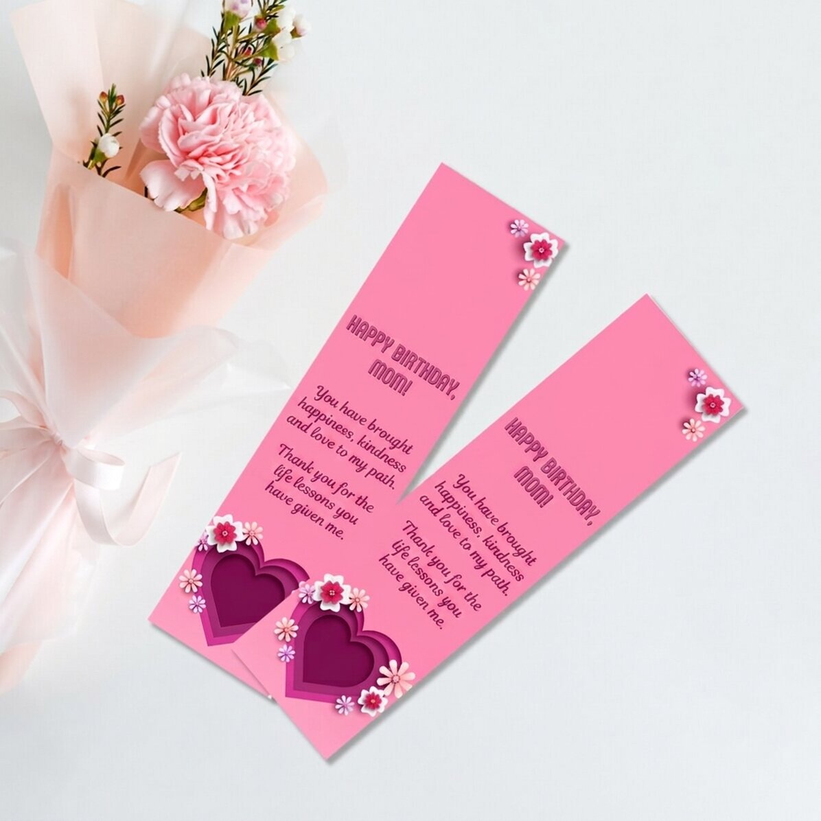Marcapáginas personalizado con mensaje - Corazón rosa