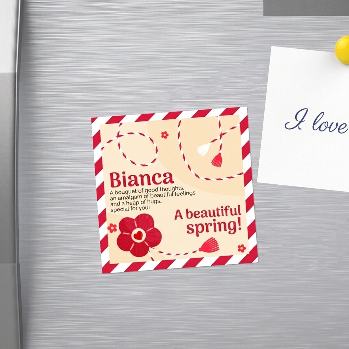 Imán de 10x10 personalizado con nombre y mensaje