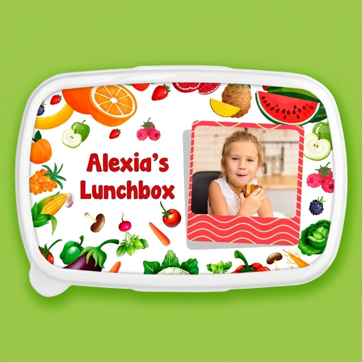 Fiambrera, fiambrera personalizada con una foto y un texto - Frutas y verduras